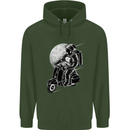 Astro Scooter Spaceman Biker Motorcyle MOD Mens 80% Cotton Hoodie Forest Green