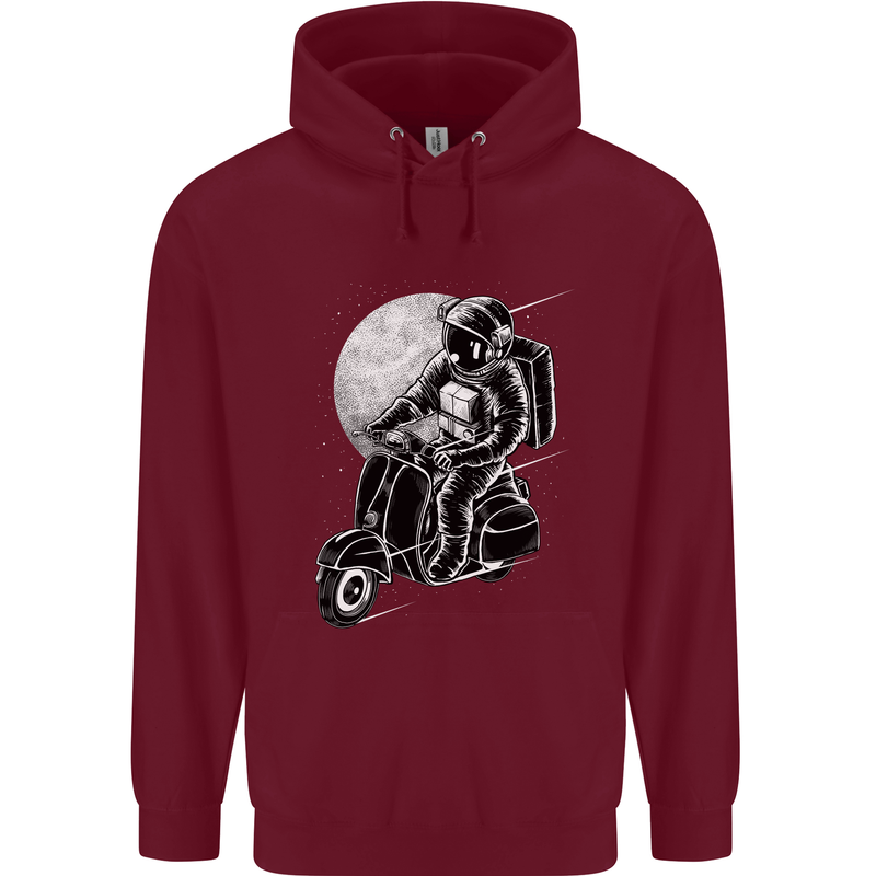 Astro Scooter Spaceman Biker Motorcyle MOD Mens 80% Cotton Hoodie Maroon