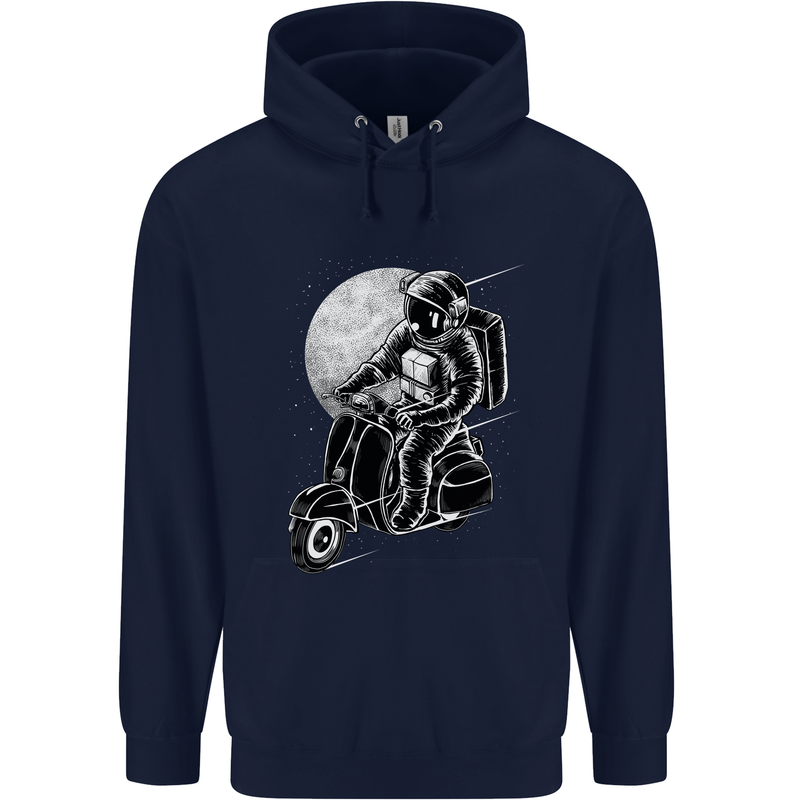 Astro Scooter Spaceman Biker Motorcyle MOD Mens 80% Cotton Hoodie Navy Blue