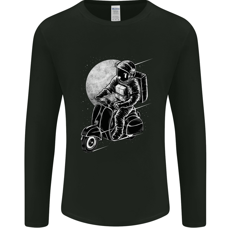 Astro Scooter Spaceman Biker Motorcyle MOD Mens Long Sleeve T-Shirt Black