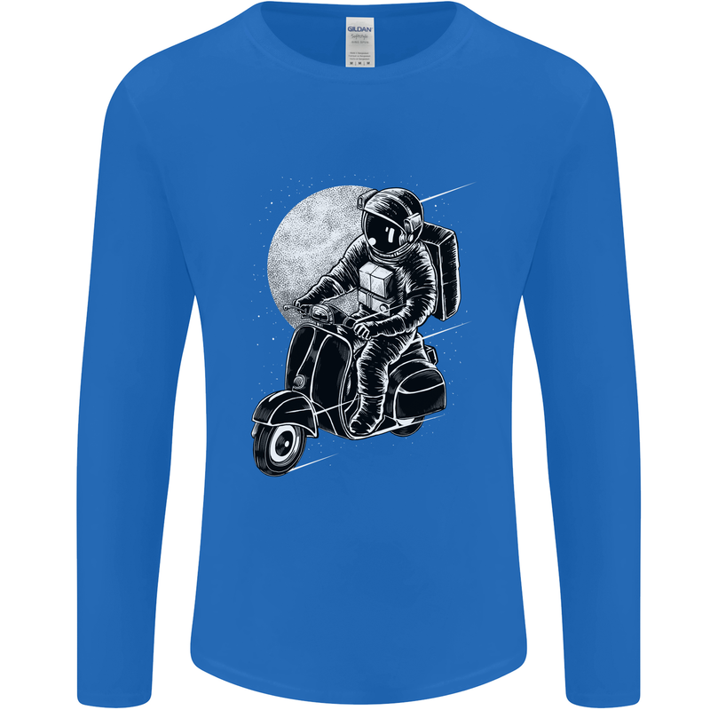 Astro Scooter Spaceman Biker Motorcyle MOD Mens Long Sleeve T-Shirt Royal Blue