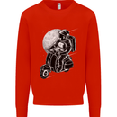 Astro Scooter Spaceman Biker Motorcyle MOD Mens Sweatshirt Jumper Bright Red
