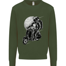 Astro Scooter Spaceman Biker Motorcyle MOD Mens Sweatshirt Jumper Forest Green