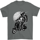 Astro Scooter Spaceman Biker Motorcyle MOD Mens T-Shirt Cotton Gildan Charcoal