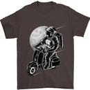 Astro Scooter Spaceman Biker Motorcyle MOD Mens T-Shirt Cotton Gildan Dark Chocolate