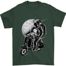 Astro Scooter Spaceman Biker Motorcyle MOD Mens T-Shirt Cotton Gildan Forest Green