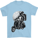 Astro Scooter Spaceman Biker Motorcyle MOD Mens T-Shirt Cotton Gildan Light Blue