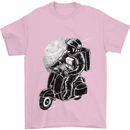 Astro Scooter Spaceman Biker Motorcyle MOD Mens T-Shirt Cotton Gildan Light Pink