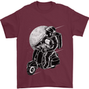 Astro Scooter Spaceman Biker Motorcyle MOD Mens T-Shirt Cotton Gildan Maroon