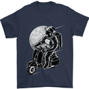 Astro Scooter Spaceman Biker Motorcyle MOD Mens T-Shirt Cotton Gildan Navy Blue