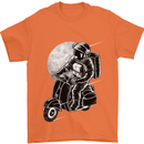 Astro Scooter Spaceman Biker Motorcyle MOD Mens T-Shirt Cotton Gildan Orange