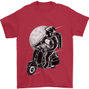 Astro Scooter Spaceman Biker Motorcyle MOD Mens T-Shirt Cotton Gildan Red