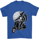Astro Scooter Spaceman Biker Motorcyle MOD Mens T-Shirt Cotton Gildan Royal Blue