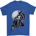 Astro Scooter Spaceman Biker Motorcyle MOD Mens T-Shirt Cotton Gildan Royal Blue