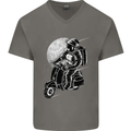 Astro Scooter Spaceman Biker Motorcyle MOD Mens V-Neck Cotton T-Shirt Charcoal