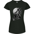 Astro Scooter Spaceman Biker Motorcyle MOD Womens Petite Cut T-Shirt Black