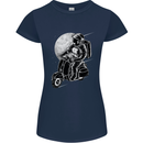 Astro Scooter Spaceman Biker Motorcyle MOD Womens Petite Cut T-Shirt Navy Blue
