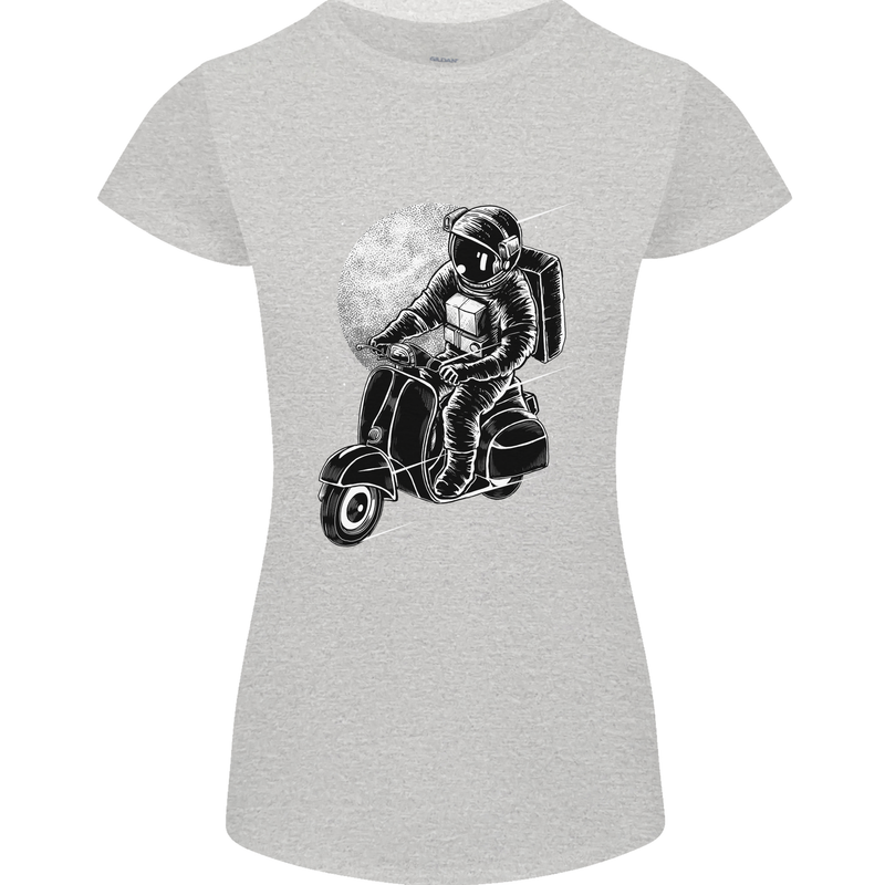 Astro Scooter Spaceman Biker Motorcyle MOD Womens Petite Cut T-Shirt Sports Grey
