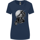 Astro Scooter Spaceman Biker Motorcyle MOD Womens Wider Cut T-Shirt Navy Blue