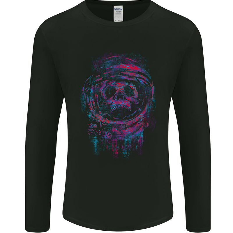 Astro Skull Astronaut Space Mens Long Sleeve T-Shirt Black