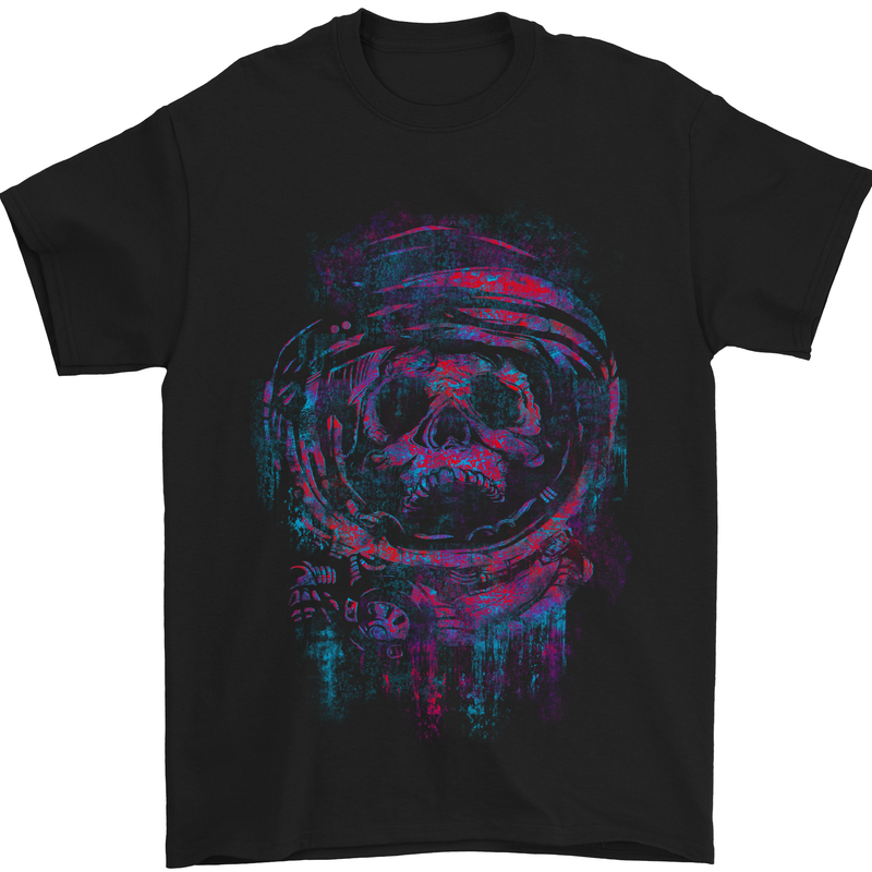Astro Skull Astronaut Space Mens T-Shirt Cotton Gildan Black