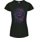 Astro Skull Astronaut Space Womens Petite Cut T-Shirt Black