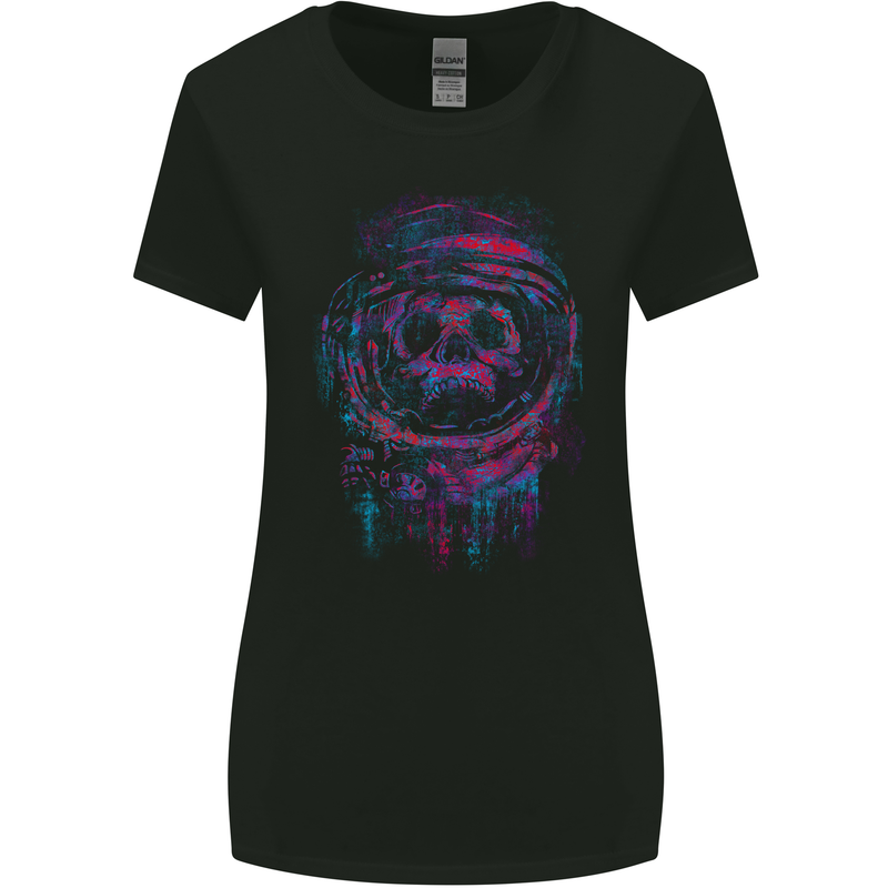 Astro Skull Astronaut Space Womens Wider Cut T-Shirt Black