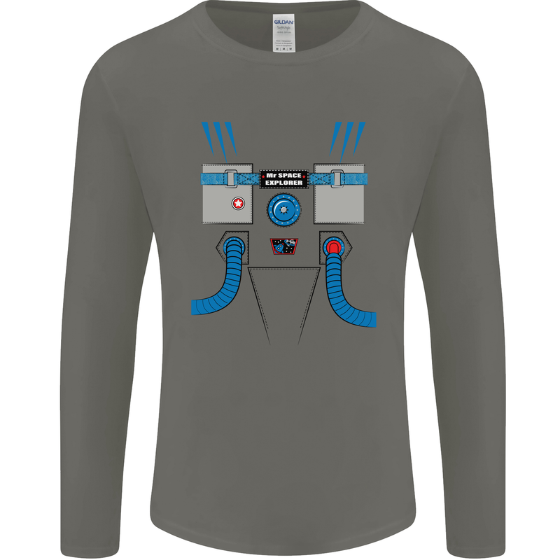 Astronaut Fancy Dress Costume Mens Long Sleeve T-Shirt Charcoal