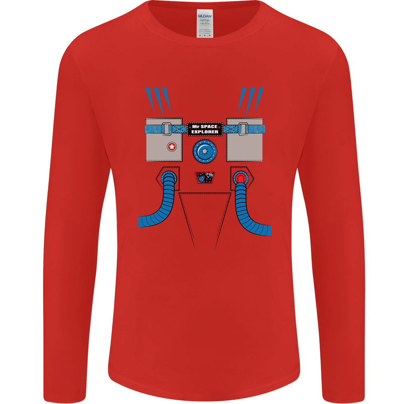 Astronaut Fancy Dress Costume Mens Long Sleeve T-Shirt Red