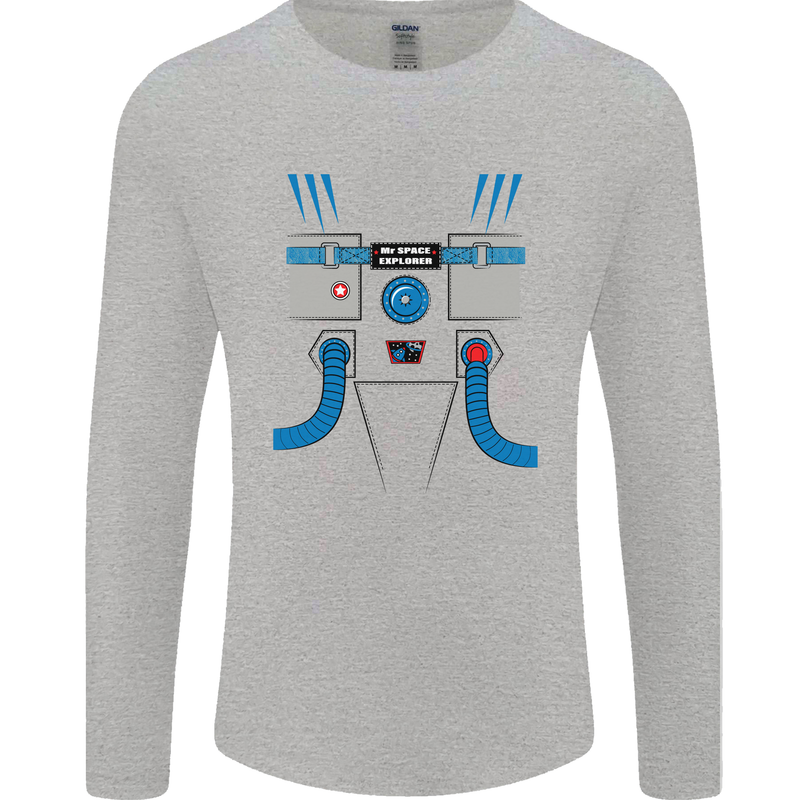Astronaut Fancy Dress Costume Mens Long Sleeve T-Shirt Sports Grey