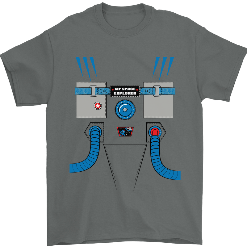 Astronaut Fancy Dress Costume Mens T-Shirt Cotton Gildan Charcoal