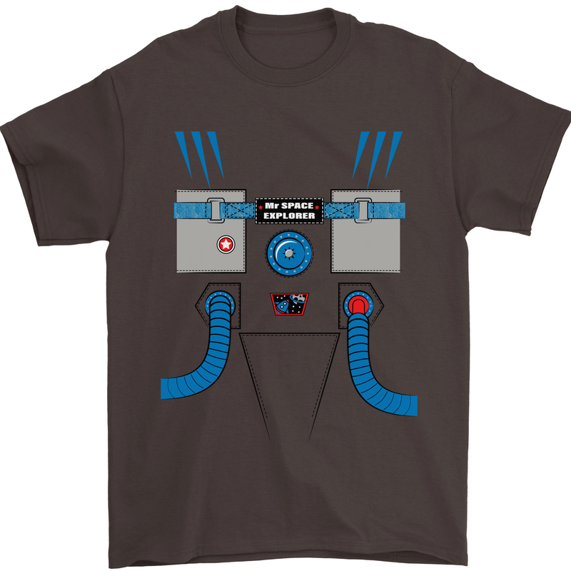 Astronaut Fancy Dress Costume Mens T-Shirt Cotton Gildan Dark Chocolate