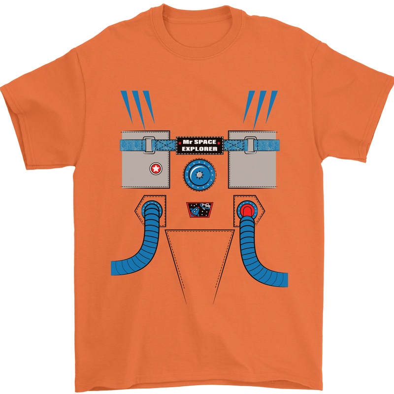 Astronaut Fancy Dress Costume Mens T-Shirt Cotton Gildan Orange