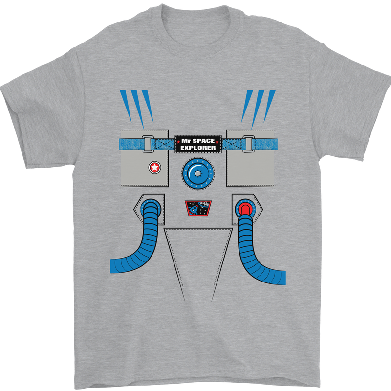 Astronaut Fancy Dress Costume Mens T-Shirt Cotton Gildan Sports Grey