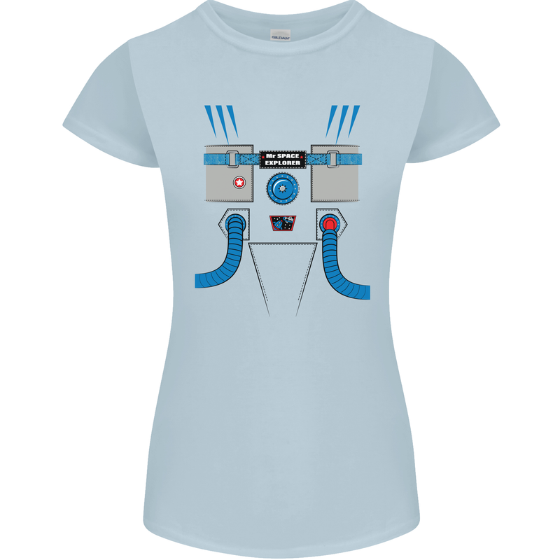 Astronaut Fancy Dress Costume Womens Petite Cut T-Shirt Light Blue