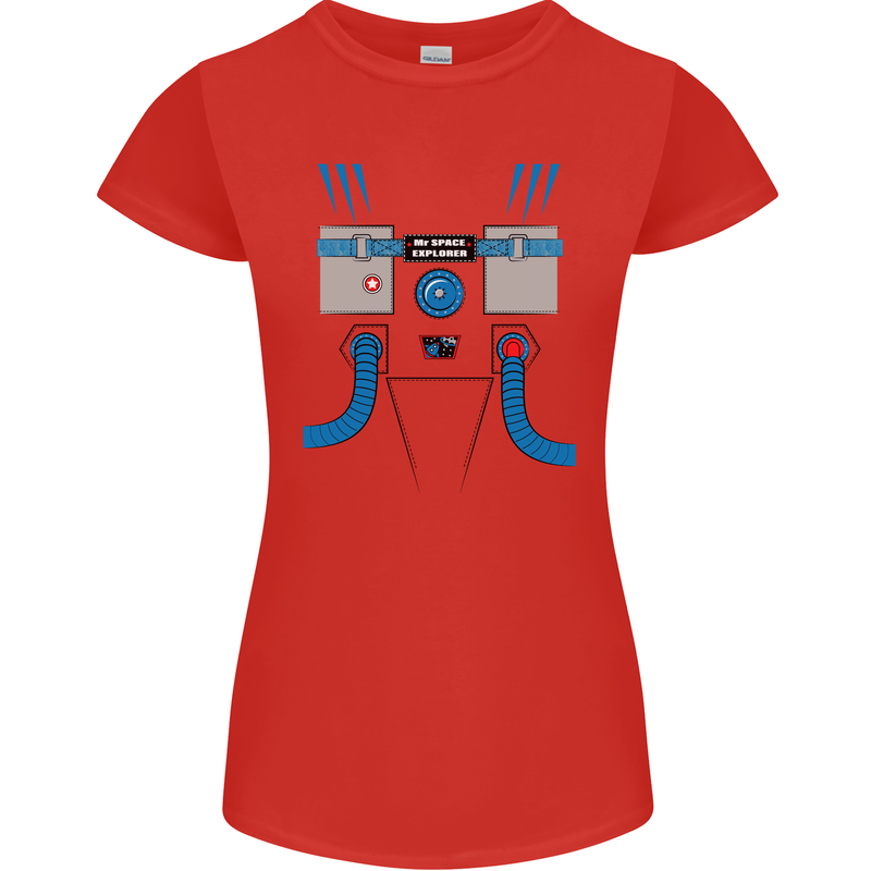 Astronaut Fancy Dress Costume Womens Petite Cut T-Shirt Red