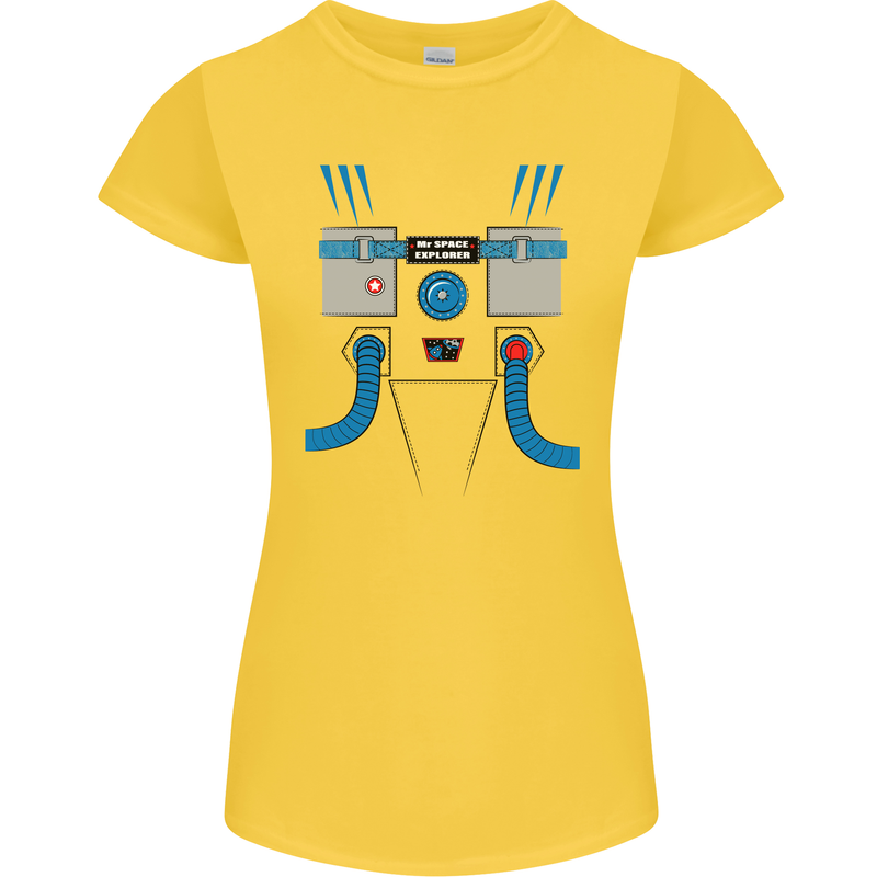 Astronaut Fancy Dress Costume Womens Petite Cut T-Shirt Yellow