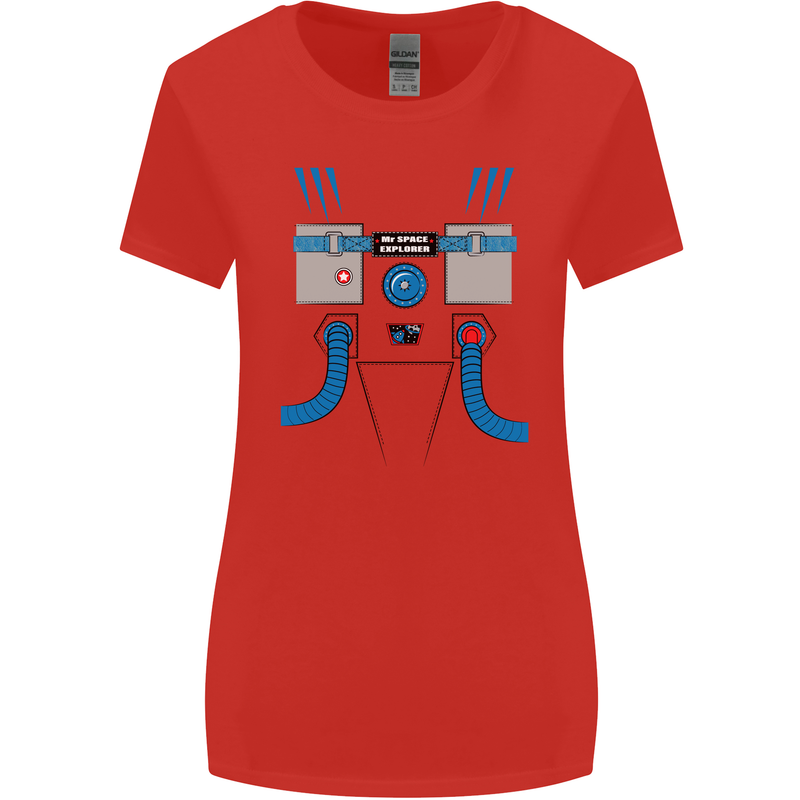 Astronaut Fancy Dress Costume Womens Wider Cut T-Shirt Red