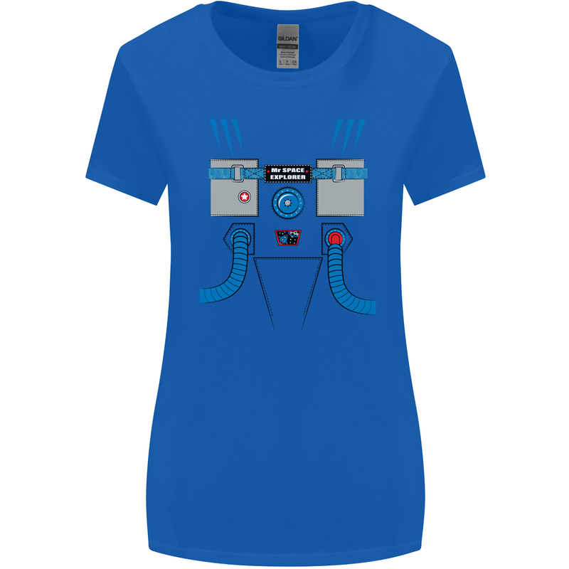 Astronaut Fancy Dress Costume Womens Wider Cut T-Shirt Royal Blue