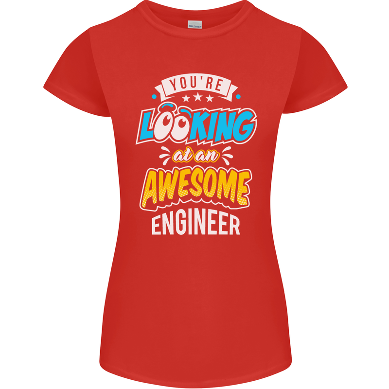 At an Awesome Engineer Womens Petite Cut T-Shirt Red