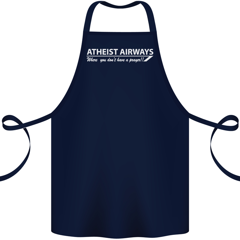 Atheist Airways Funny Atheism Cotton Apron 100% Organic Navy Blue