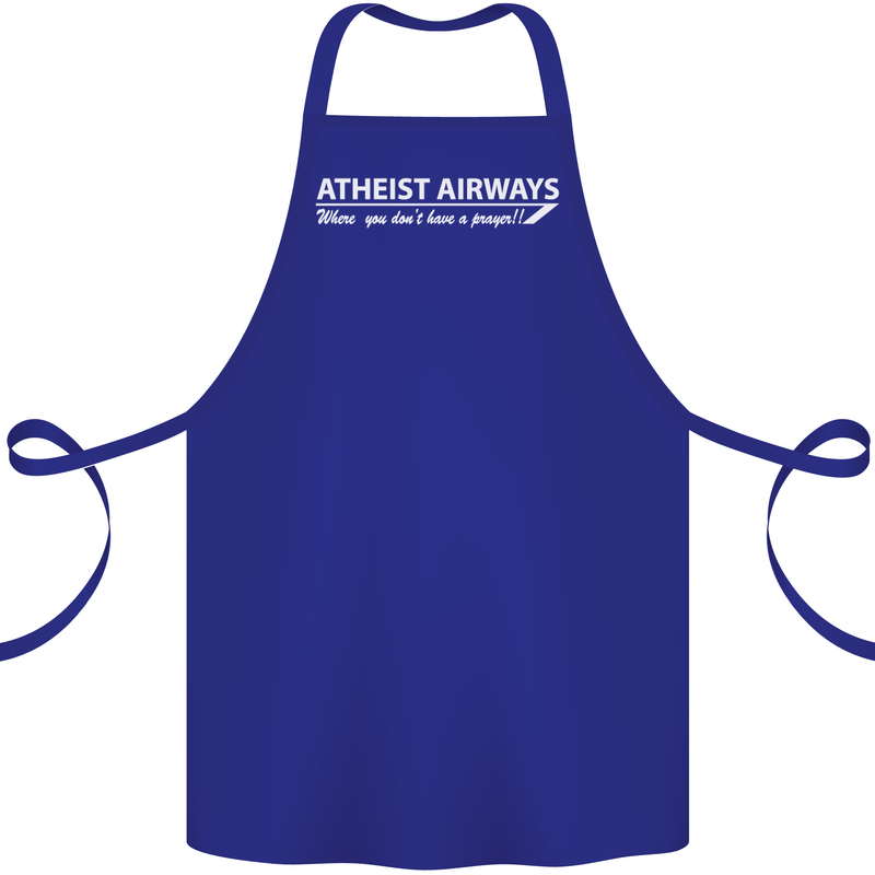 Atheist Airways Funny Atheism Cotton Apron 100% Organic Royal Blue