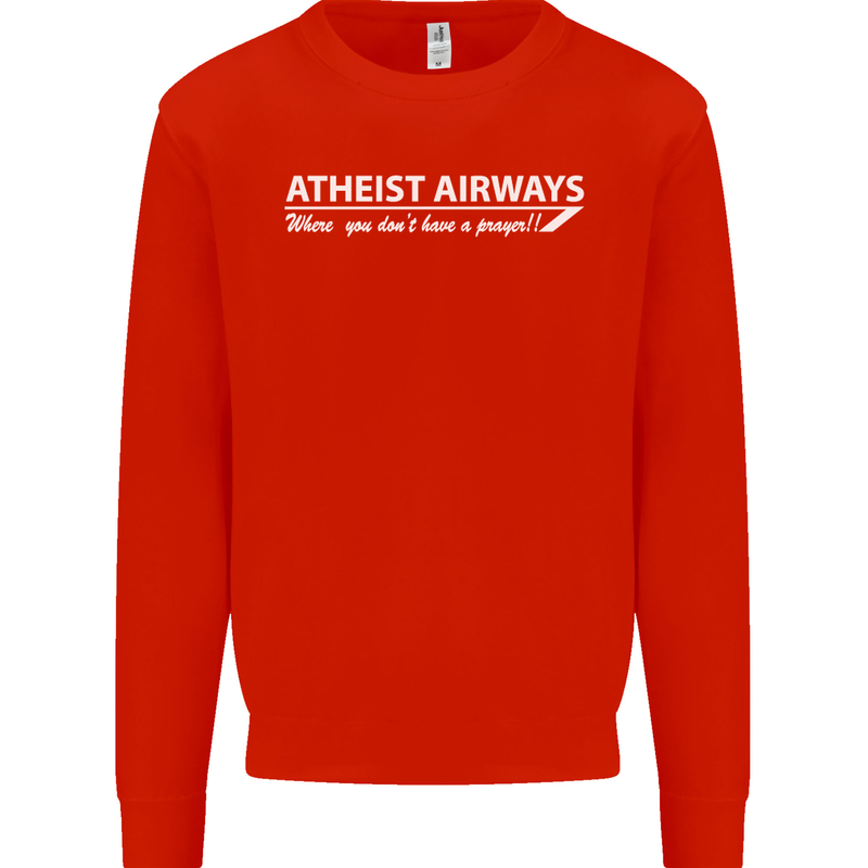 Atheist Airways Funny Atheism Kids Sweatshirt Jumper Bright Red