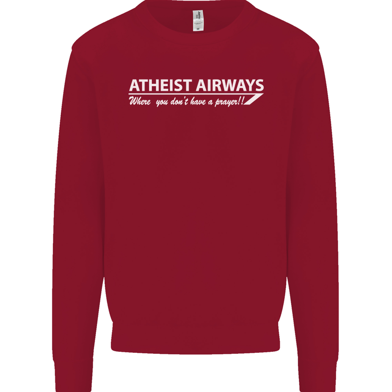 Atheist Airways Funny Atheism Kids Sweatshirt Jumper Red