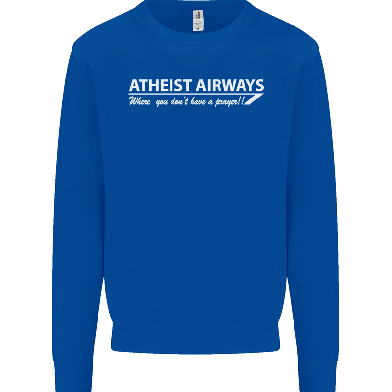 Atheist Airways Funny Atheism Kids Sweatshirt Jumper Royal Blue