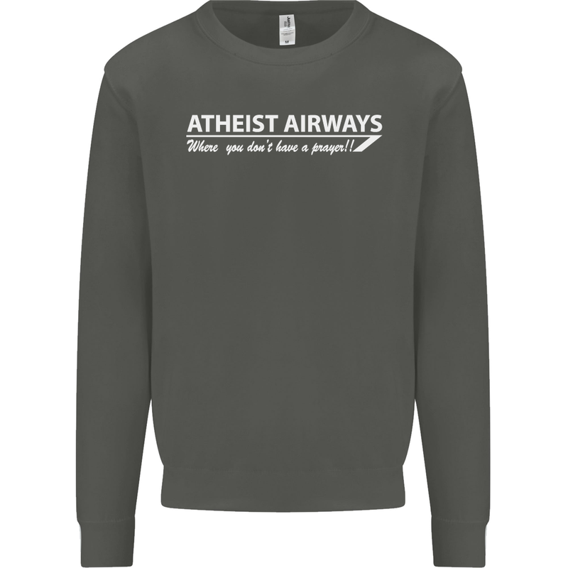 Atheist Airways Funny Atheism Kids Sweatshirt Jumper Storm Grey