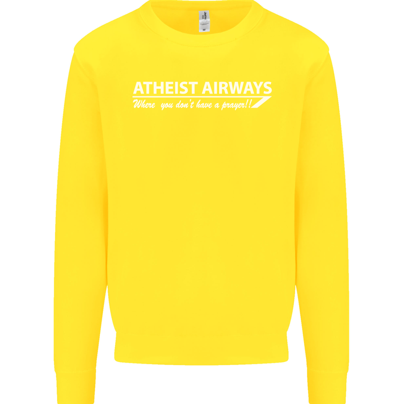 Atheist Airways Funny Atheism Kids Sweatshirt Jumper Yellow
