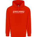 Atheist Airways Funny Atheism Mens 80% Cotton Hoodie Bright Red