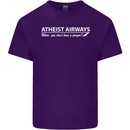 Atheist Airways Funny Atheism Mens Cotton T-Shirt Tee Top Purple