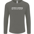 Atheist Airways Funny Atheism Mens Long Sleeve T-Shirt Charcoal